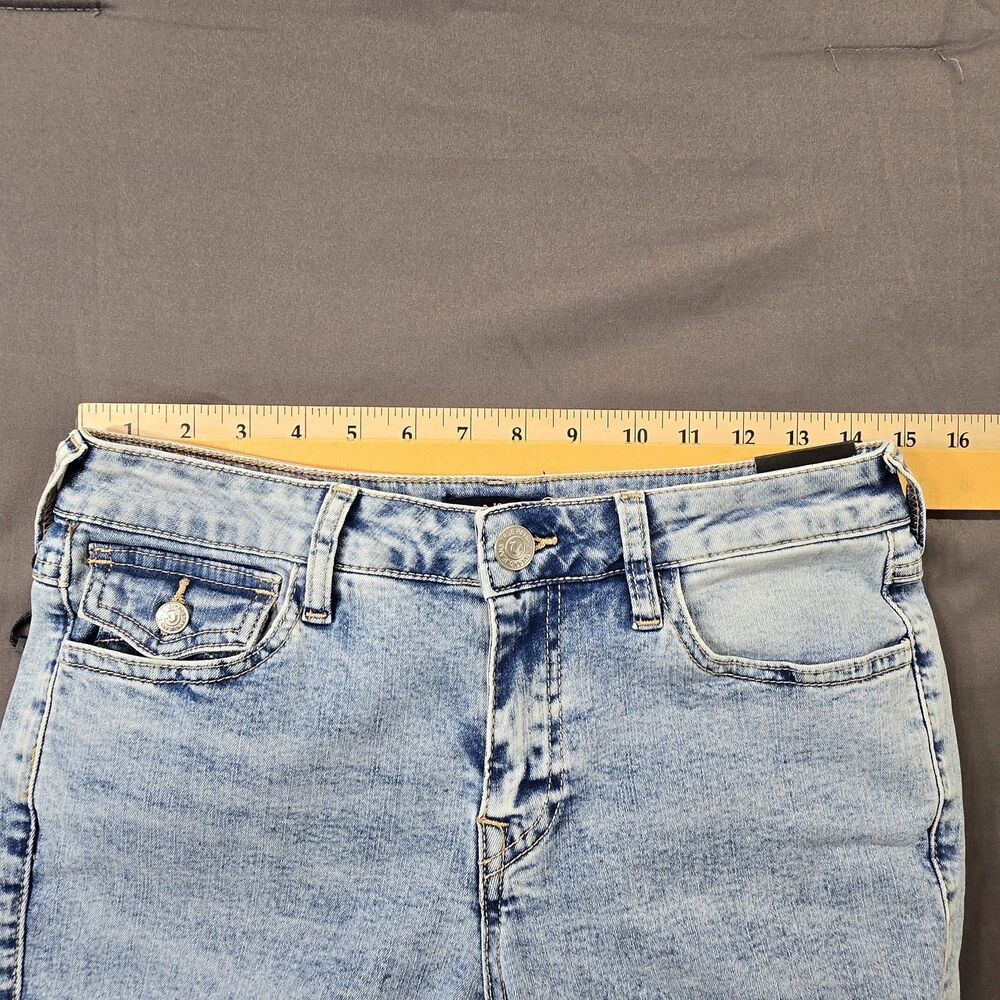 True Religion Joey Mid Rise Two-tone Flap Flare Womens Jeans Size 28 NEW - Picture 6 of 16